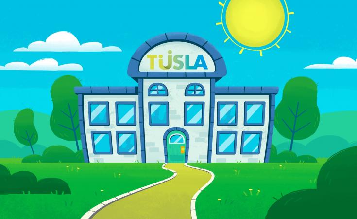 Tusla building cartoon